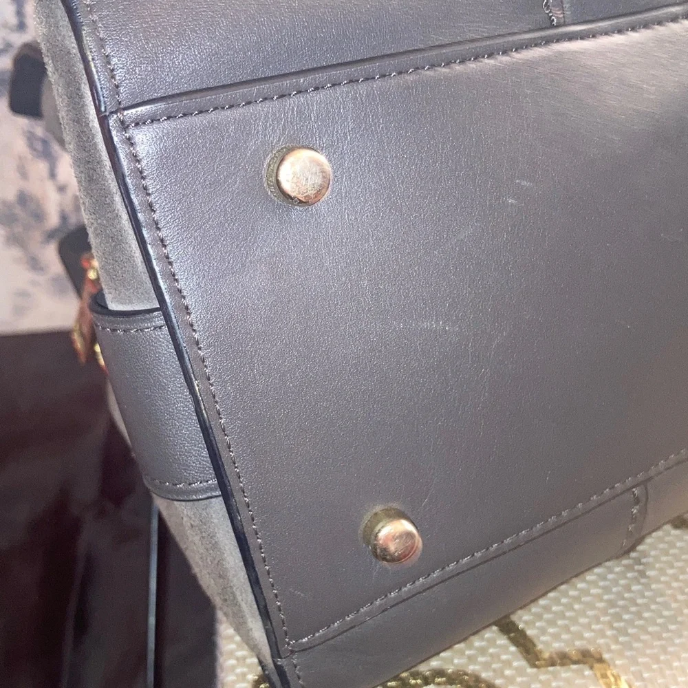 Genuine Coach Mercer 30 Satchel Leather Gray/ Brown Satchel - Picture 8 of 17